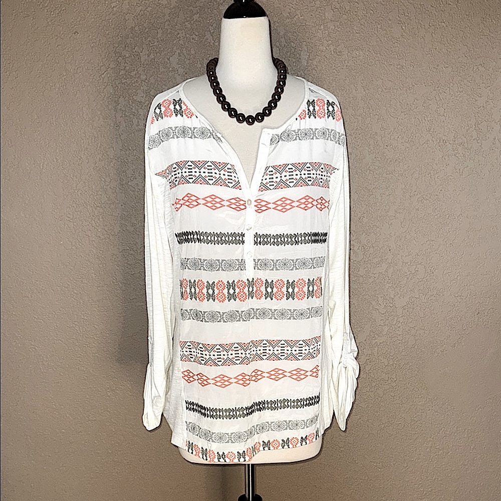 Hannah Patterned Long Sleeve Blouse